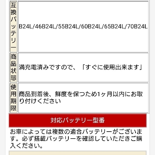 ヘキサバッテリー 65B24L 4