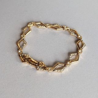 約19cmベルト幅NINA RICCI ニナリッチ ブレスレット ビジューゴールド アクセサリー ラインストーン 24.8g 美品  ai-tdc-000531-4e 正規品