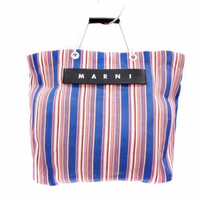 MARNI マルニマーケット ストライプ　トートバッグ　ブルーピンク