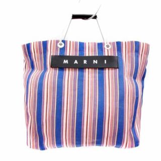 マルニ(Marni)のマルニ トートバッグ ハンドバッグ ストライプ ナイロン 青 ブルー ピンク 黒(トートバッグ)