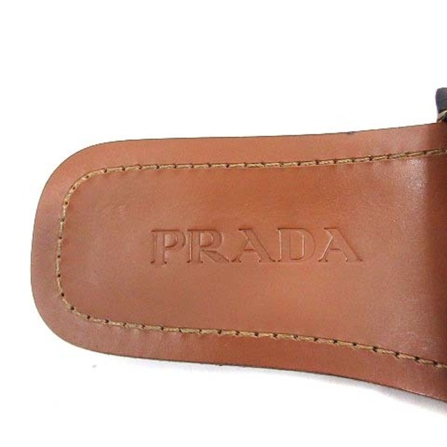 PRADA(プラダ)のプラダ コンフォートサンダル フラット スクエアトゥ レザー 36.5 黒 レディースの靴/シューズ(サンダル)の商品写真