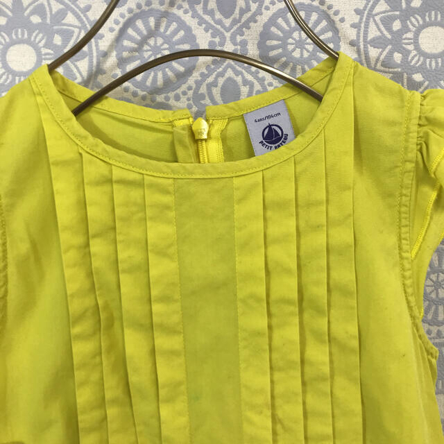 PETIT BATEAU(プチバトー)のプチバトー ワンピース 4ans 104cm イエロー PETIT BATEAU キッズ/ベビー/マタニティのキッズ服女の子用(90cm~)(ワンピース)の商品写真