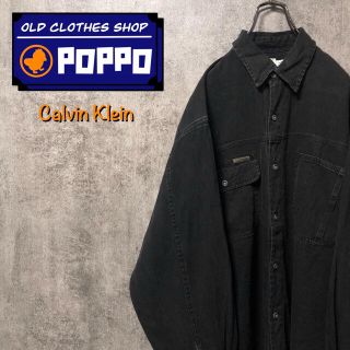 カルバンクライン(Calvin Klein)のカルバンクラインジーンズ☆ダブルポケットブラックインディゴワークシャツ 90s(シャツ)