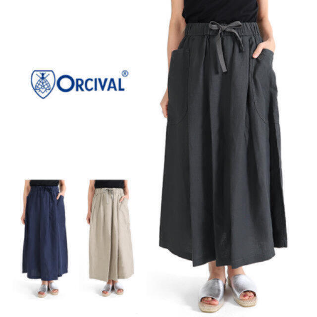 超可爱 ORCIVAL リネンクロスギャザースカート  期間限定特別価格！ORCIVAL - ロングスカート