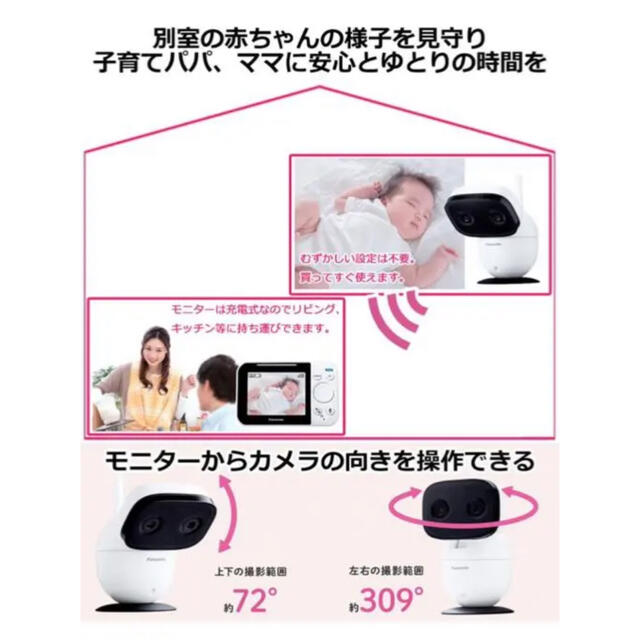 Panasonic(パナソニック)の【極美品】Panasonic ベビーモニター KX-HC705-W キッズ/ベビー/マタニティのマタニティ(その他)の商品写真