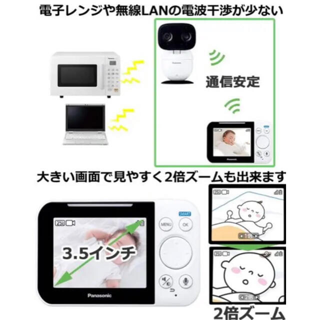 Panasonic(パナソニック)の【極美品】Panasonic ベビーモニター KX-HC705-W キッズ/ベビー/マタニティのマタニティ(その他)の商品写真