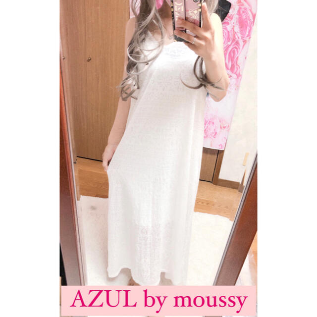 AZUL by moussy(アズールバイマウジー)の3843.AZUL by moussy シースルー 総柄 ロングワンピース レディースのワンピース(ロングワンピース/マキシワンピース)の商品写真