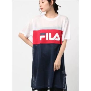 フィラ(FILA)の美品　FILA 半袖ワンピース ネイビー(ひざ丈ワンピース)