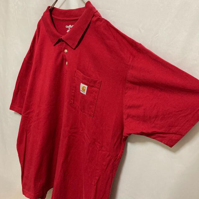 carhartt(カーハート)のCarhartt カーハート ポロシャツ 半袖 ポケット 刺繍ロゴ レッド XL メンズのトップス(ポロシャツ)の商品写真