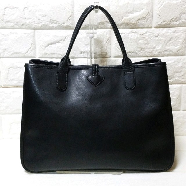 LONGCHAMP(ロンシャン)の美品 ロンシャン レザー トートバッグ ハンドバッグ 黒 LONGCHAMP レディースのバッグ(トートバッグ)の商品写真