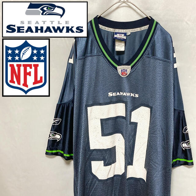 NFL reebok ゲームシャツ SEATTLE SEAHAWKS ブルー L