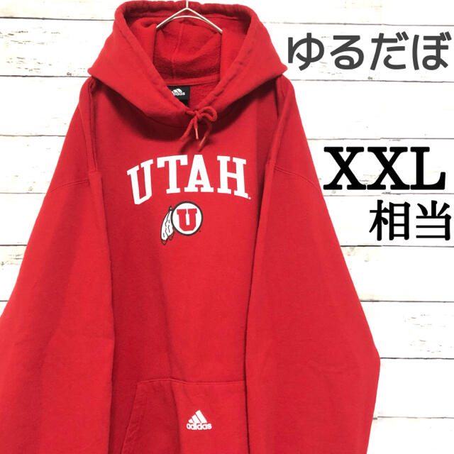 adidas(アディダス)の【美品】ビックシルエット  XXL パーカー ユタ大学 カレッジ フーディ 希少 メンズのトップス(パーカー)の商品写真