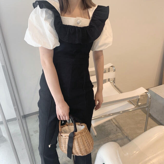 Rosary moon(ロザリームーン)の&lottie frill denim all in one (black) レディースのパンツ(オールインワン)の商品写真