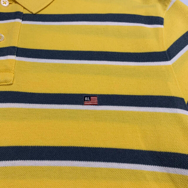 POLO RALPH LAUREN(ポロラルフローレン)のラルフローレン ボーダーポロシャツ M 黄色 刺繍ワンポイントロゴ 星条旗 メンズのトップス(ポロシャツ)の商品写真