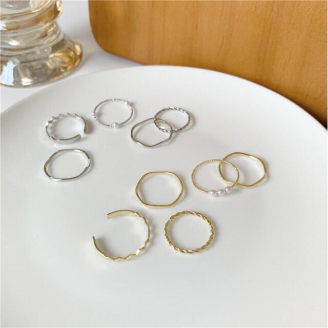 ゴールドリング　5点セット　指輪　ピンキーリング　レディース　韓国　プチプラ　 レディースのアクセサリー(リング(指輪))の商品写真