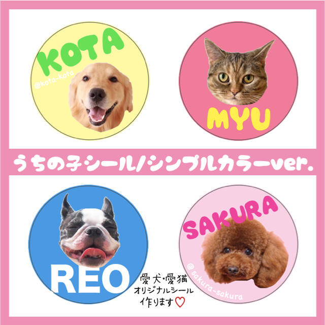 ♡うちの子シール/シンプル♡名入れ　愛犬　愛猫　サンキューシール　ペットシール ハンドメイドのペット(その他)の商品写真