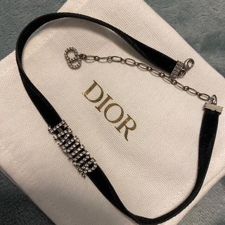 ディオール(Dior)のDIOR dior チョーカー メタル・ベルベットリボン・クリスタル(ネックレス)