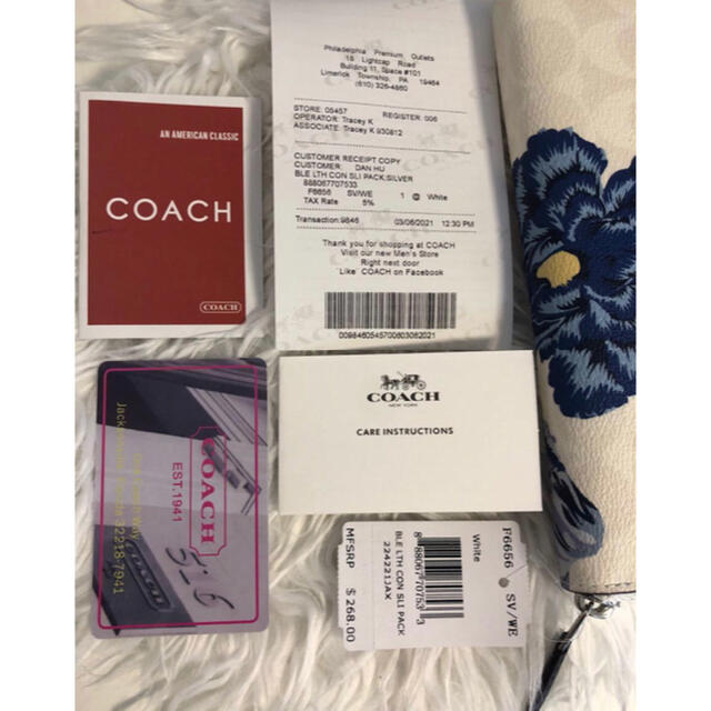 コーチ長財布 花柄 ホワイト ブルー フラワー COACH レディース財布 レディースのファッション小物(財布)の商品写真