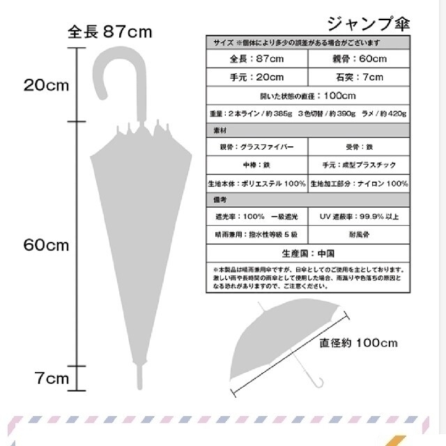 makez 日傘 完全遮光 晴雨兼用&耐風骨傘ジャンプ傘 macocca レディースのファッション小物(傘)の商品写真