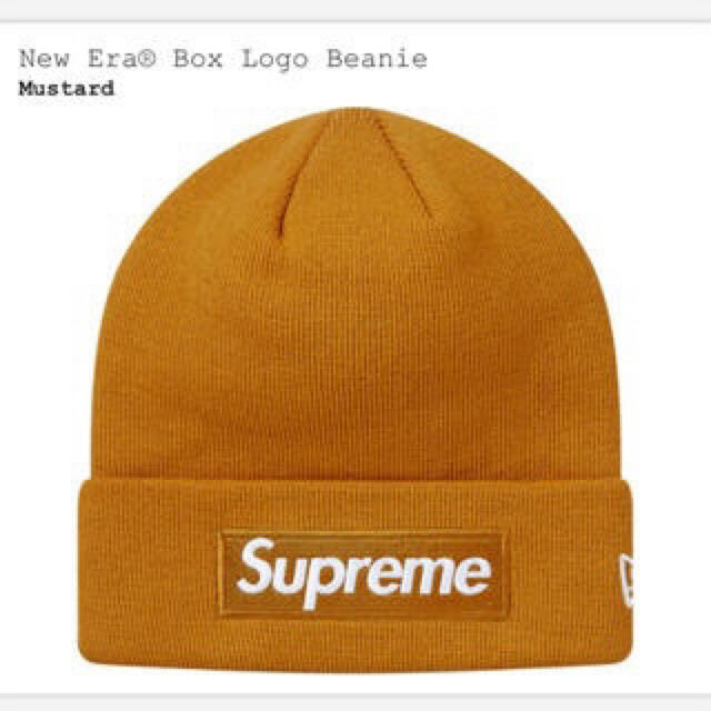 大人気定番商品 Supreme mustard Beanie Logo Box Era New ニット帽/ビーニー