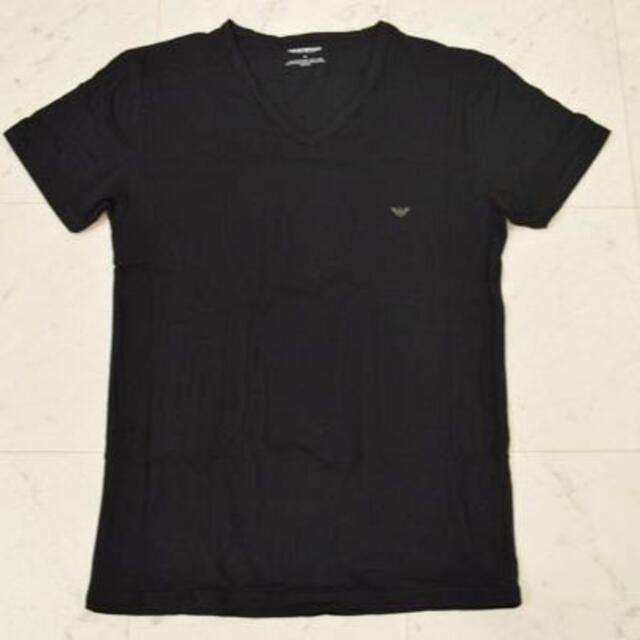 Emporio Armani(エンポリオアルマーニ)の最終価格2180円★エンポリオアルマーニVネック黒Tシャツ　サイズL メンズのトップス(Tシャツ/カットソー(半袖/袖なし))の商品写真