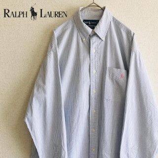 ラルフローレン(Ralph Lauren)のラルフローレン BDシャツ 長袖 ストライプシャツ 刺繍ロゴ M  メンズ 古着(シャツ)