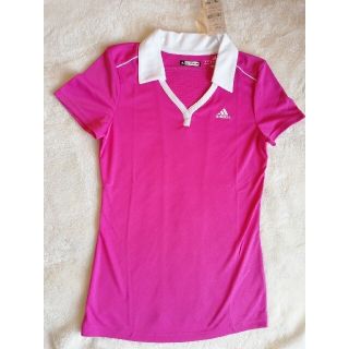 アディダススポーツウェアピンク　襟つき　夏　レディース　白　adidasジャージ(Tシャツ(半袖/袖なし))