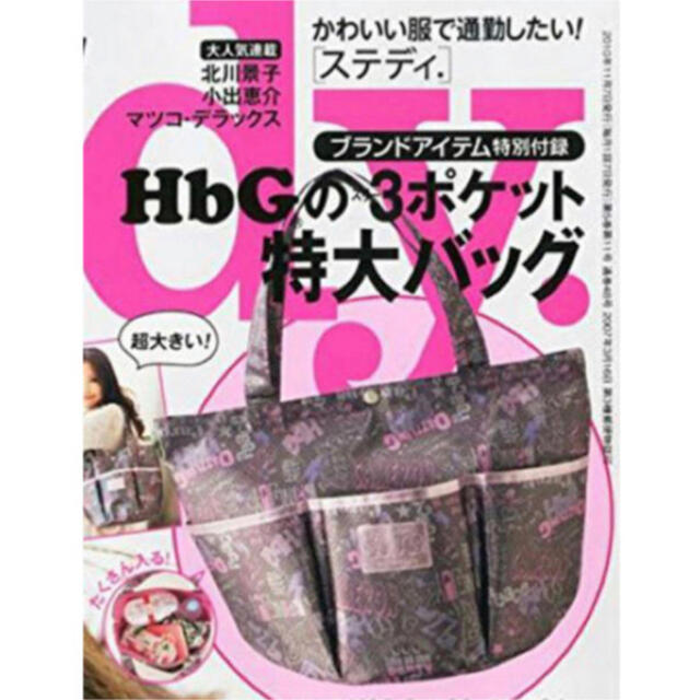 HbG(エイチビージー)のSteady. 2010年 11月号 HbG 3ポケット特大バッグ レディースのバッグ(トートバッグ)の商品写真