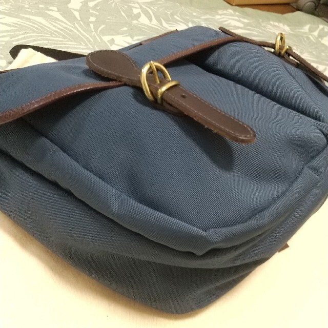 新品 イルビゾンテ 本革 レザー ナイロン ショルダーバッグ ネイビー 紺-