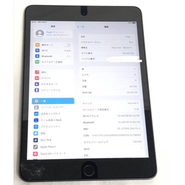 ＜ 液晶ヒビあり ＞ iPad mini5 Wifi＋Cellularあり 2