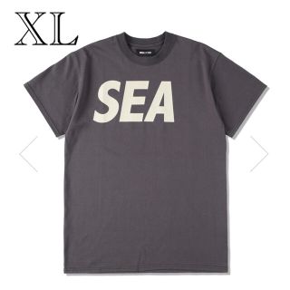 シー(SEA)のWIND AND SEAウィンダンシーSEAロゴTシャツチャコール×ベージュXL(Tシャツ/カットソー(半袖/袖なし))