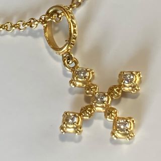 専用 アーカー K18 メモリアルクロス ダイヤモンド ネックレス 0.18ct