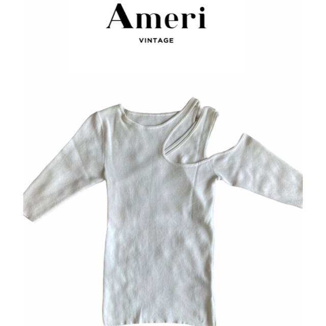 Ameri VINTAGE(アメリヴィンテージ)の値下げ！Amerivintage　SLIP NECK KNIT white レディースのトップス(カットソー(半袖/袖なし))の商品写真