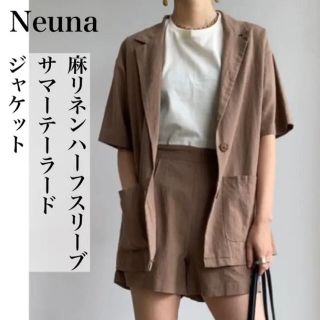 ヌナ(nuna)の美品 Neuna リネンハーフスリーブサマーテーラードジャケット(テーラードジャケット)