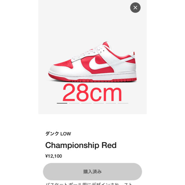 NIKE DUNK LOW championship red 28 ダンク ローメンズ