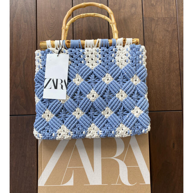 ZARA(ザラ)の新品　ZARA バンブーハンドル　マクラメ　トートバッグ　編み込み レディースのバッグ(トートバッグ)の商品写真