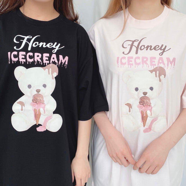 Honey Cinnamon(ハニーシナモン)のHONEY CINNAMON ドリッピングアイスシナモンTシャツ ピンク レディースのトップス(Tシャツ(半袖/袖なし))の商品写真