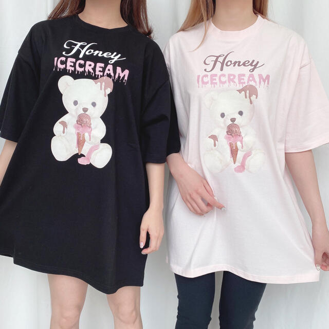 Honey Cinnamon(ハニーシナモン)のHONEY CINNAMON ドリッピングアイスシナモンTシャツ ピンク レディースのトップス(Tシャツ(半袖/袖なし))の商品写真