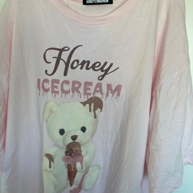 Honey Cinnamon(ハニーシナモン)のHONEY CINNAMON ドリッピングアイスシナモンTシャツ ピンク レディースのトップス(Tシャツ(半袖/袖なし))の商品写真