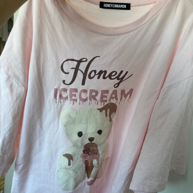 Honey Cinnamon(ハニーシナモン)のHONEY CINNAMON ドリッピングアイスシナモンTシャツ ピンク レディースのトップス(Tシャツ(半袖/袖なし))の商品写真