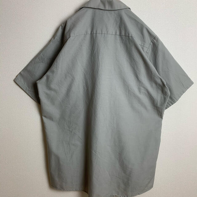 US 古着 夏 秋 コーデ レッドキャップ 刺繍 ワッペン 半袖 ワークシャツ メンズのトップス(シャツ)の商品写真