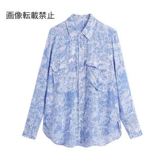 ザラ(ZARA)の🌻7月新作🏖5047◆blue ブルー レトロ ペイズリー 柄 シャツ ブラウス(シャツ/ブラウス(長袖/七分))