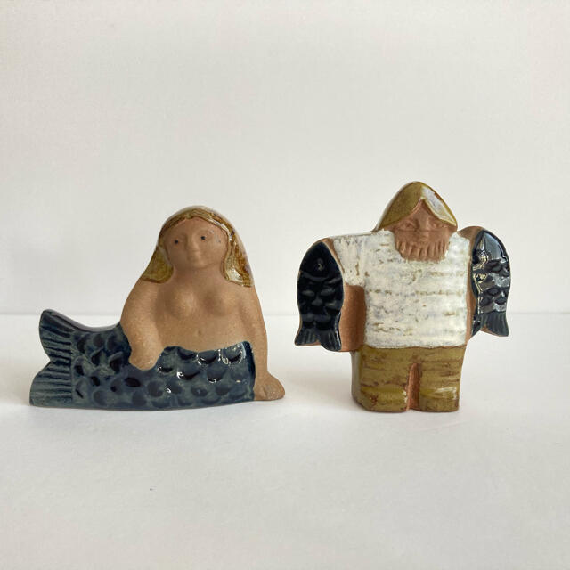 【希少】リサラーソン MINIATYRER シリーズ 人魚 漁師 Lisa Larson 上品なスタイル