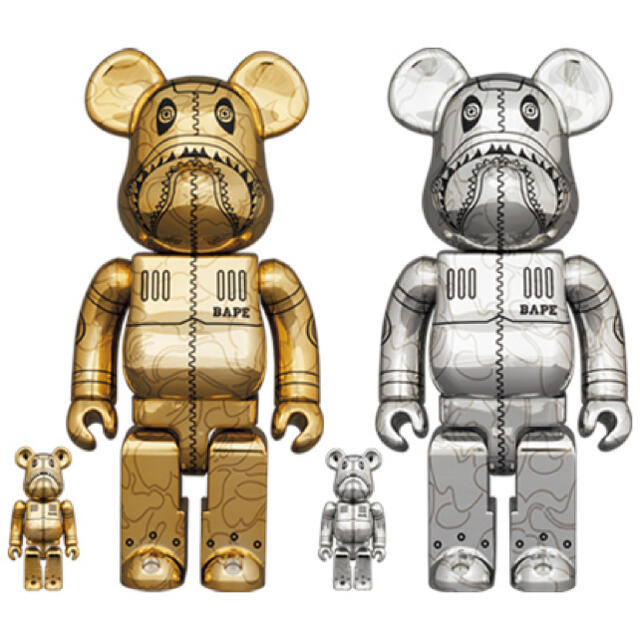 BE@RBRICK BAPE CAMO SHARK 100％&400％ GOLD