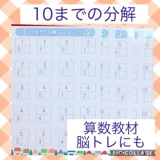 【講師作成】10までの分解　算数教材　家庭学習　発達支援(知育玩具)