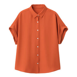 ジーユー(GU)のエアリーシャツ 半袖 GU ジーユー　オレンジ(シャツ/ブラウス(半袖/袖なし))