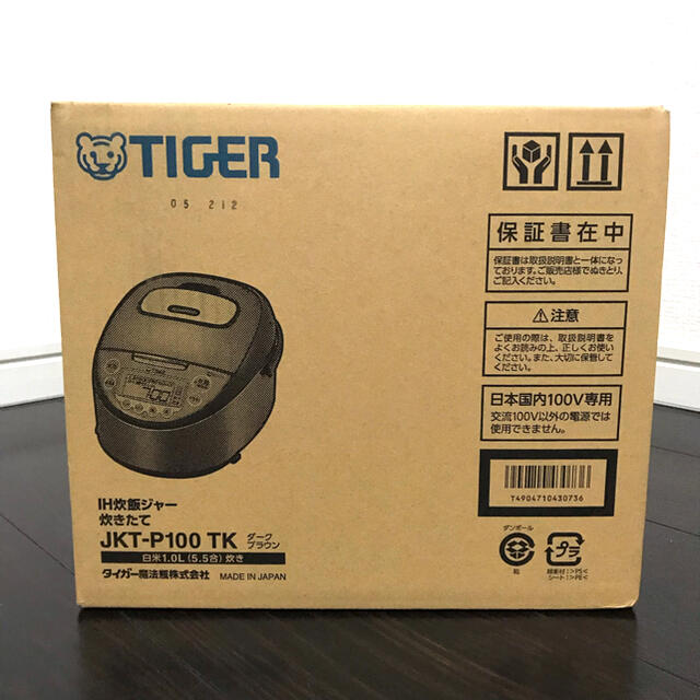 TIGER(タイガー)の【メーカー保証2022.7・新品未使用】タイガー　 炊飯器 JKT-P100TK スマホ/家電/カメラの調理家電(炊飯器)の商品写真