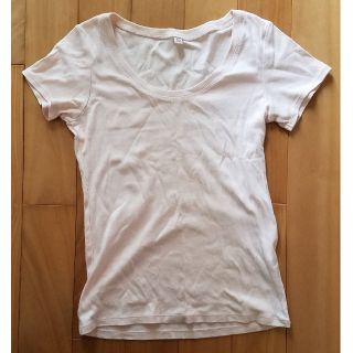 ユニクロ(UNIQLO)のユニクロ　UNIQLO　フライス　Tシャツ　薄　ピンク　中古(Tシャツ(半袖/袖なし))