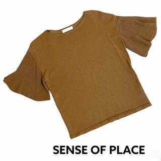 センスオブプレイスバイアーバンリサーチ(SENSE OF PLACE by URBAN RESEARCH)の【美品】SENSE OF PLACE トップスレディース　フリーサイズ　ブラウン(カットソー(半袖/袖なし))