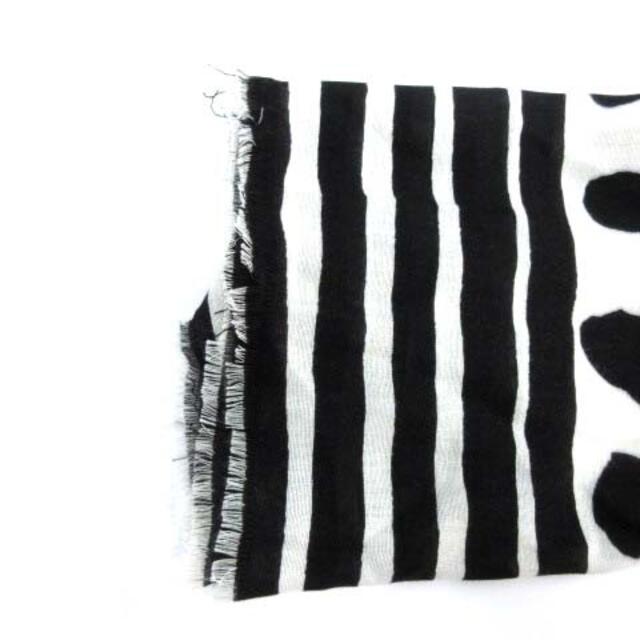 marimekko(マリメッコ)のマリメッコ ストール マフラー 総柄 フリンジ ストライプ 黒 白 オレンジ レディースのファッション小物(ストール/パシュミナ)の商品写真